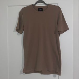 Cuts split hem tee shirt - brown/tan
